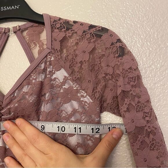 Weissman Dance ballet tutu mauve lavender lace long sleeve dress Why 9740 LC - Picture 9 of 14